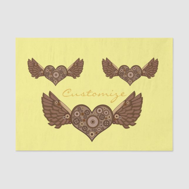 Steampunk Winged Heart with Gears Thunder_Cove Tissue Paper (Front)