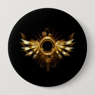 Steampunk wings 10 cm round badge