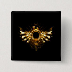 Steampunk wings 15 cm square badge
