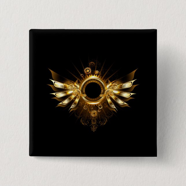 Steampunk wings 15 cm square badge (Front)