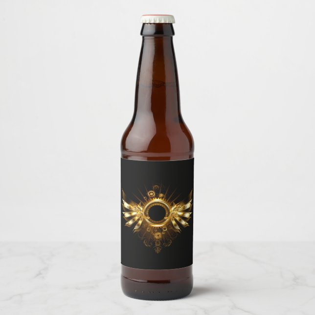 Steampunk wings beer bottle label (Front)