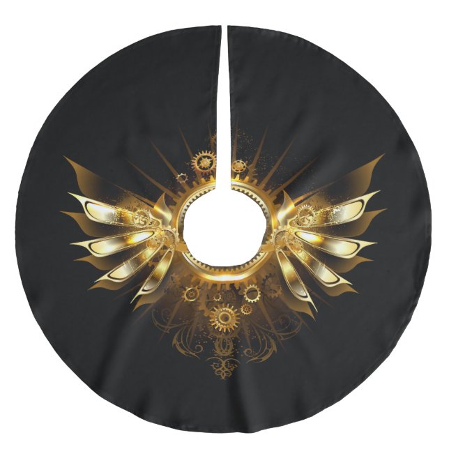 Steampunk wings brushed polyester tree skirt (Front)