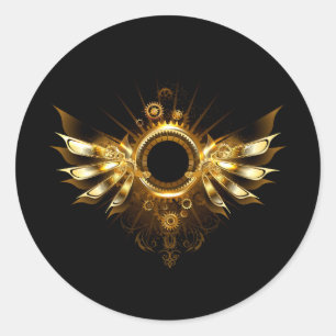 Steampunk wings classic round sticker