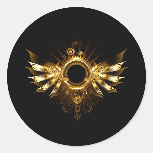 Steampunk wings classic round sticker (Front)