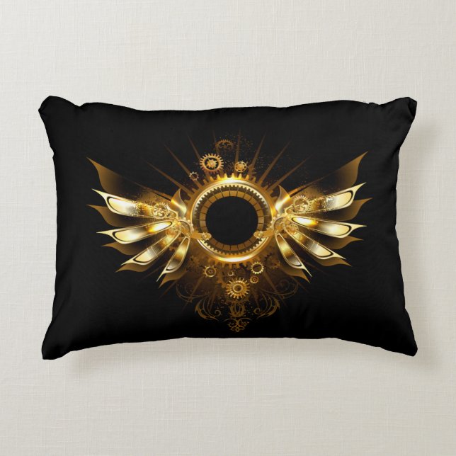Steampunk wings decorative cushion (Front)