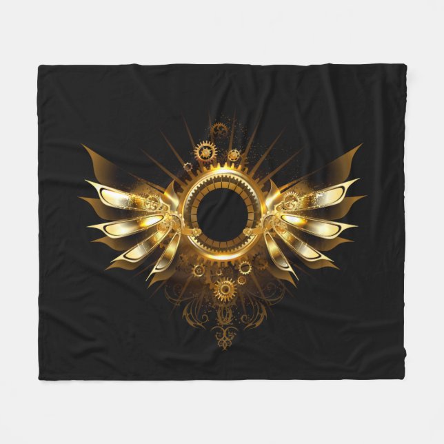 Steampunk wings fleece blanket (Front (Horizontal))