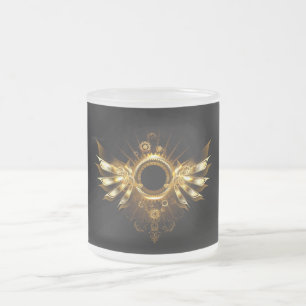 Steampunk wings frosted glass coffee mug