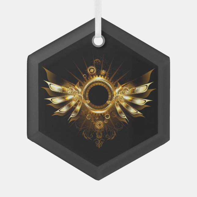 Steampunk wings glass tree decoration (Front)