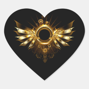 Steampunk wings heart sticker