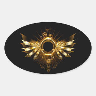 Steampunk wings oval sticker