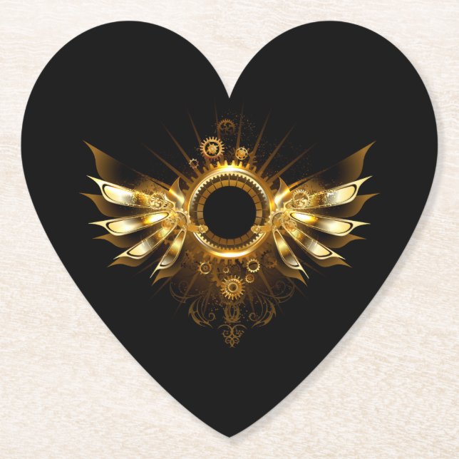 Steampunk wings paper coaster (Front)