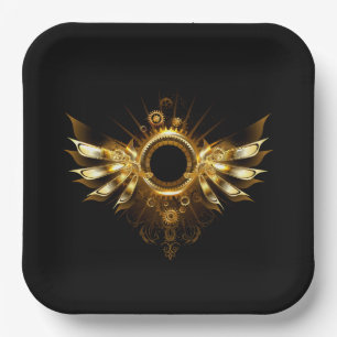 Steampunk wings paper plate