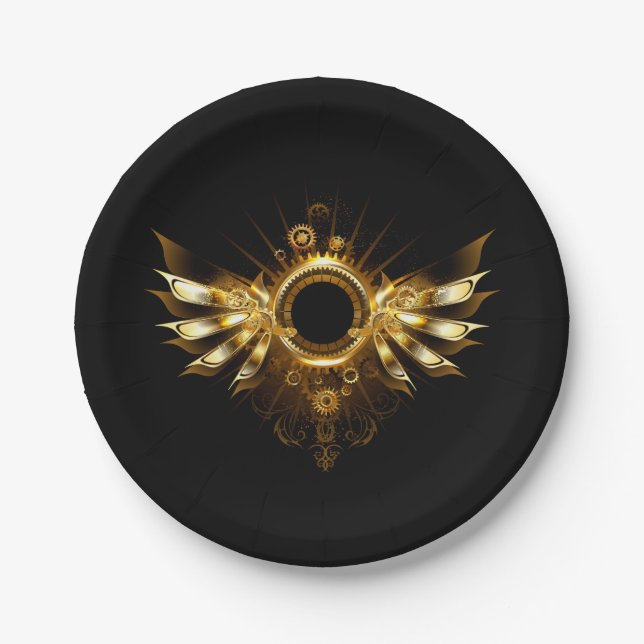 Steampunk wings paper plate (Front)
