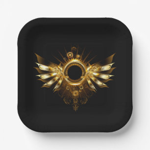 Steampunk wings paper plate
