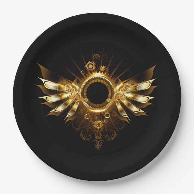 Steampunk wings paper plate (Front)
