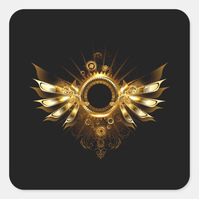 Steampunk wings square sticker (Front)