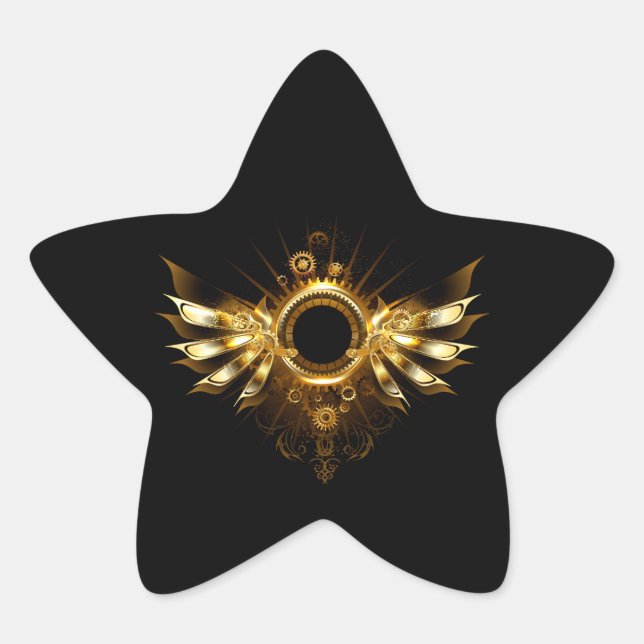 Steampunk wings star sticker (Front)
