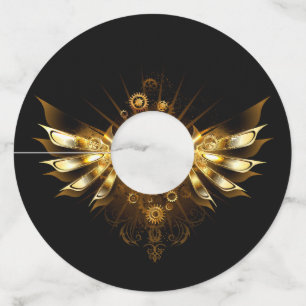 Steampunk wings wine glass tag