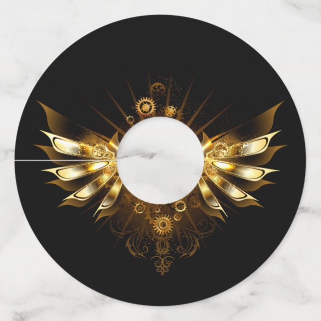 Steampunk wings wine glass tag (Front)