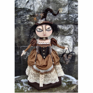 Steampunk Witch Doll Photo Sculpture Pin