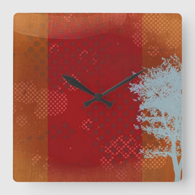 Steampunk with Abstract Tree Square Wall Clock (Front)