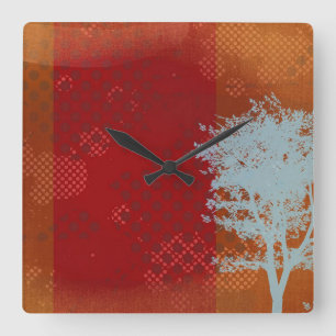 Steampunk with Abstract Tree Square Wall Clock