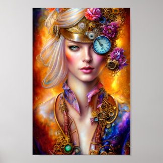 Steampunk Woman # 2 , Digital Art Poster