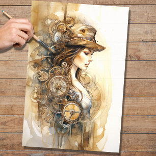 Steampunk Woman 6 Decoupage Paper