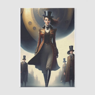 Steampunk Woman & Air Ship Tissue Paper