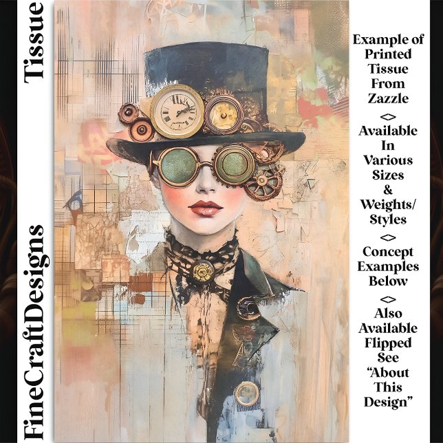Steampunk Woman Collage Portrait DJ9R Decoupage Tissue Paper (Creator Uploaded)