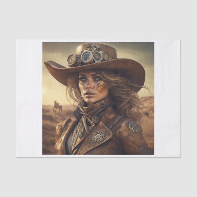 Steampunk woman  Decoupage Paper (Front)