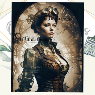 Steampunk Woman Decoupage v1 Tissue Paper