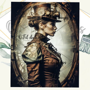 Steampunk Woman Decoupage v2 Tissue Paper