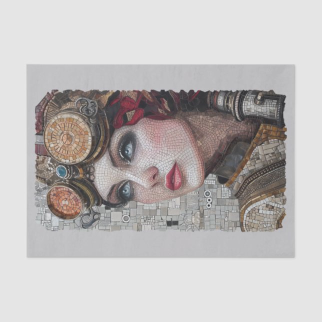 Steampunk Woman Goggles 2/2 Faux Mosaic 025 Tissue Tissue Paper (Front)