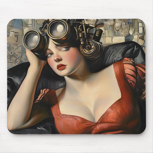 Steampunk Woman Mouse Pad (Front)