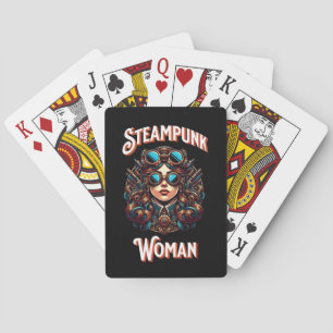 Steampunk Woman Playing Cards