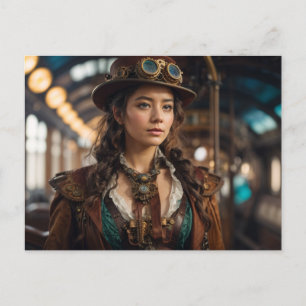 Steampunk Woman Postcard