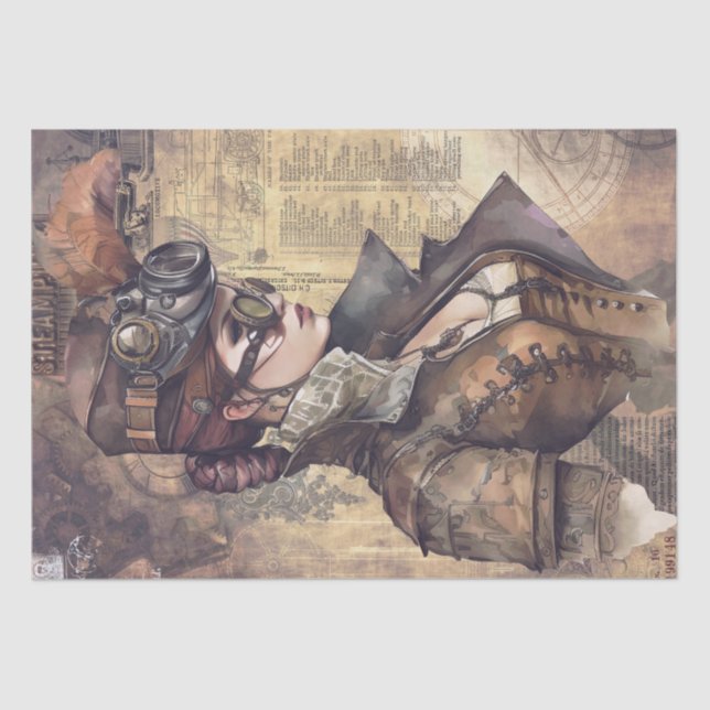 Steampunk Woman Tissue Paper (Front)