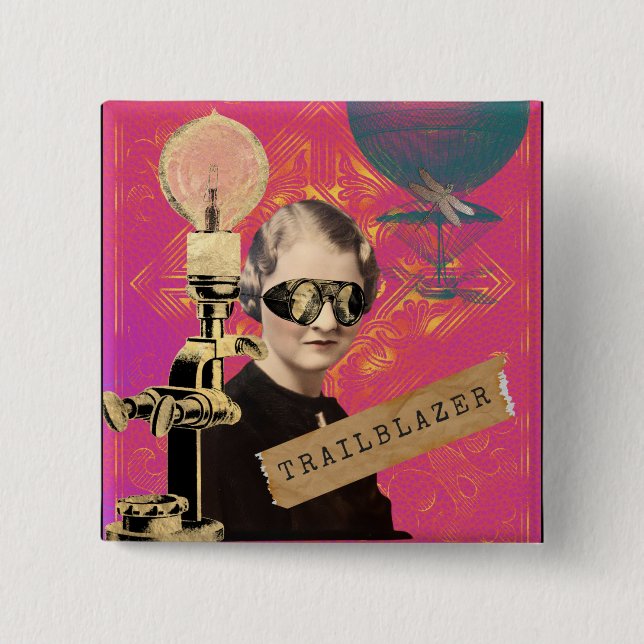 Steampunk Woman Trailblazer Pop Art  15 Cm Square Badge (Front)