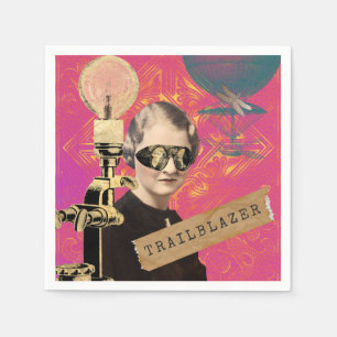 Steampunk Woman Trailblazer Pop Art Napkin