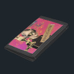 Steampunk Woman Trailblazer Pop Art  Trifold Wallet<br><div class="desc">Kitschy collage features tinted 1930s photo cutout of woman with added steampunk goggles,  vintage light fixture and flying machine,  washi tape with "trailblazer" text on colourful magenta pink and gold pop art background</div>