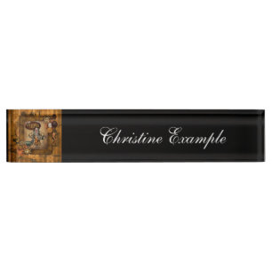 Steampunk women with steampunk owl nameplate