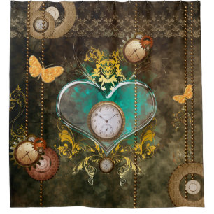 Steampunk, wonderful heart shower curtain