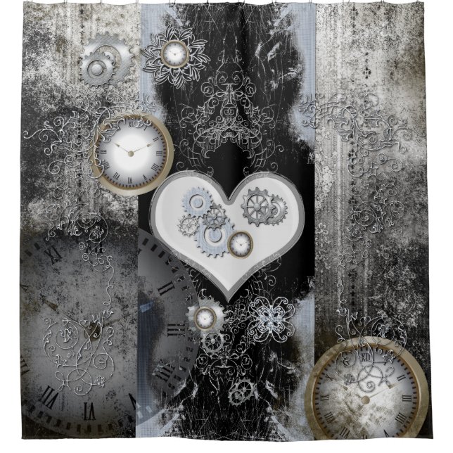 Steampunk, wonderful heart shower curtain (Front)