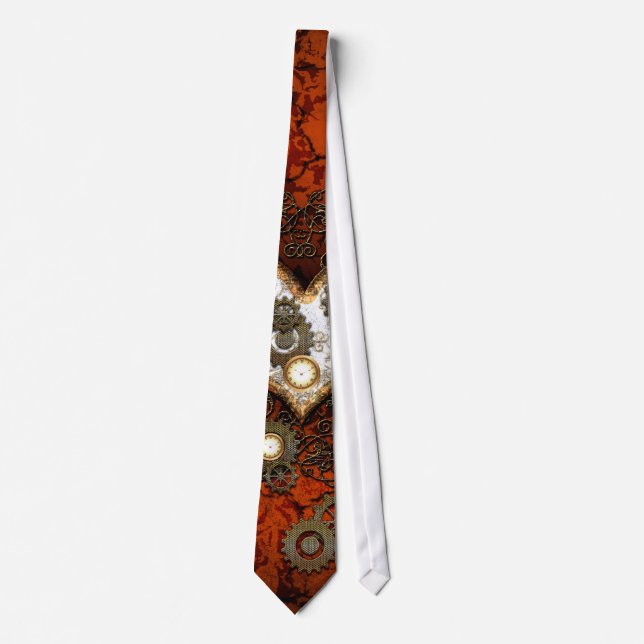Steampunk, wonderful heart with clocks tie (Front)