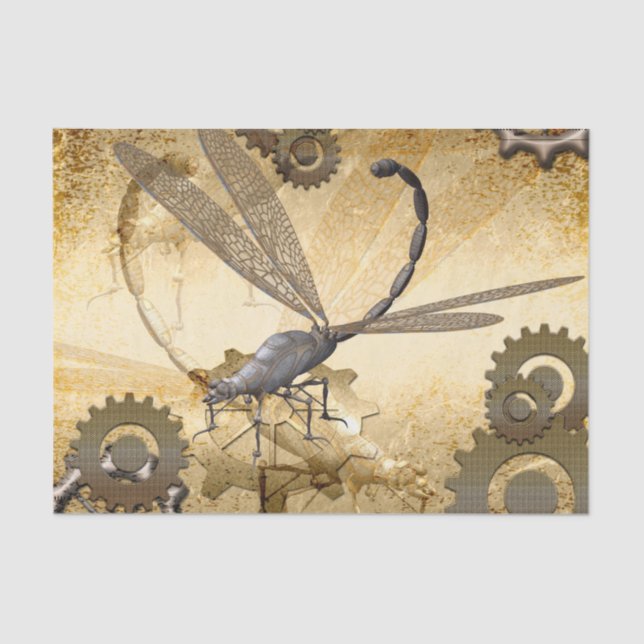 Steampunk, wonderful  steam dragonflies tissue paper (Front)