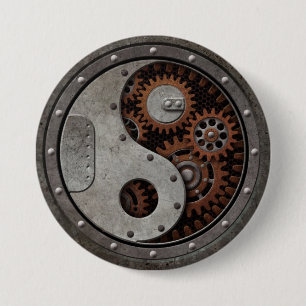 Steampunk Yin Yang 7.5 Cm Round Badge