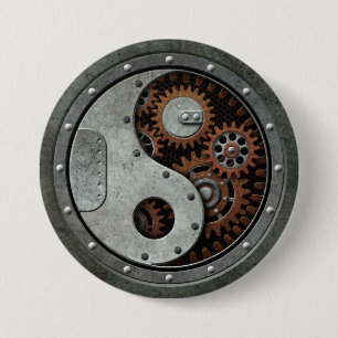 Steampunk Yin Yang 7.5 Cm Round Badge