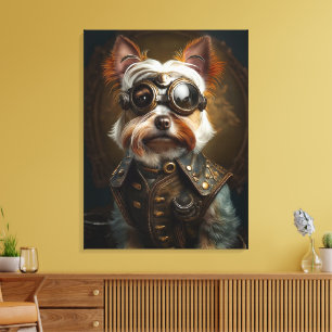 Steampunk Yorkie Canvas Art