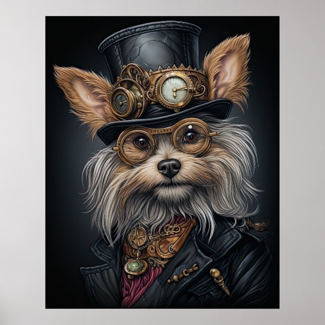 STEAMPUNK YORKSHIRE TERRIER POSTER (Front)